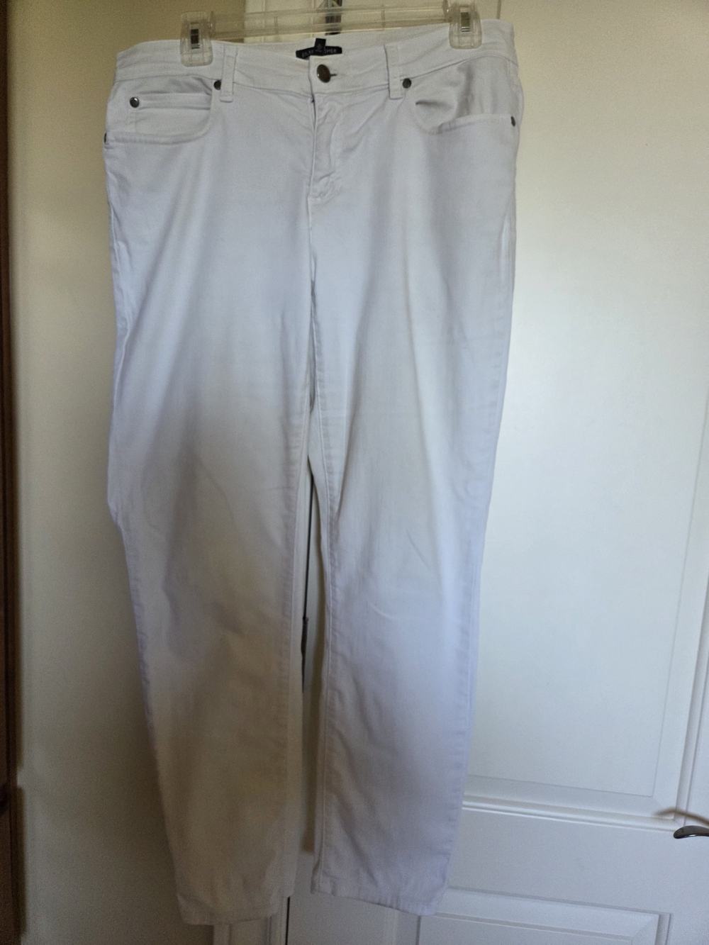 Eileen Fisher Organic Cotton White Straight-Leg Pants